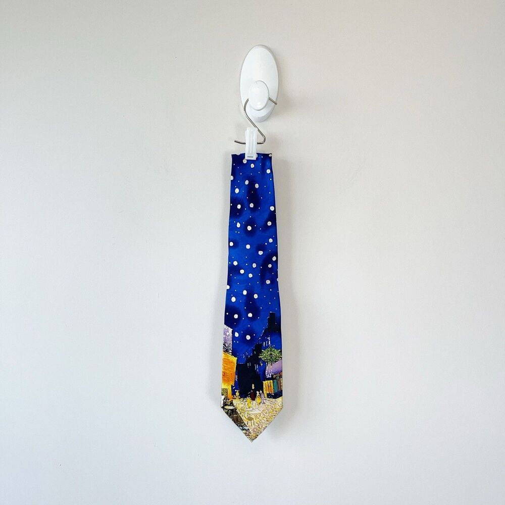 The Gallery Coll. Van Gogh Café Terrace at Night Necktie 100% Silk Made In Italy